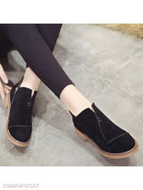 Plain Flat Velvet Round Toe Date Outdoor Ankle Boots