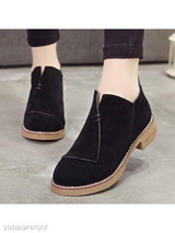Plain Flat Velvet Round Toe Date Outdoor Ankle Boots