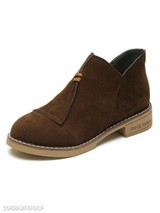 Plain Flat Velvet Round Toe Date Outdoor Ankle Boots