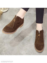Plain Flat Velvet Round Toe Date Outdoor Ankle Boots