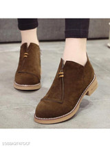 Plain Flat Velvet Round Toe Date Outdoor Ankle Boots