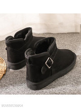 Plain Flat Velvet Round Toe Casual Outdoor Ankle Flat Boots
