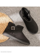 Plain Flat Velvet Round Toe Casual Outdoor Ankle Flat Boots