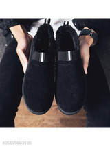 Plain Flat Velvet Round Toe Casual Outdoor Ankle Flat Boots