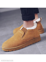 Plain Flat Velvet Round Toe Casual Outdoor Ankle Flat Boots