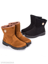 Plain Flat Velvet Round Toe Casual Date Short Flat Boots