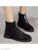 Plain Flat Velvet Round Toe Casual Date Outdoor Short Flat Boots