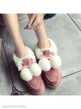 Plain Flat Velvet Round Toe Casual Date Flat Boots