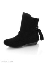 Plain Flat Velvet Round Toe Casual Date Flat Boots