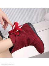 Plain Flat Velvet Round Toe Casual Date Flat Boots
