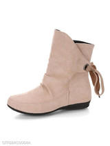 Plain Flat Velvet Round Toe Casual Date Flat Boots