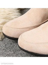 Plain Flat Velvet Round Toe Casual Date Flat Boots
