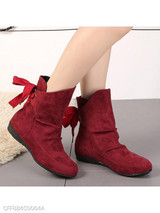 Plain Flat Velvet Round Toe Casual Date Flat Boots