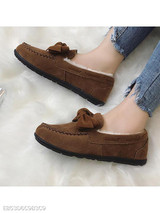 Plain Flat Velvet Round Toe Casual Outdoor Comfort Flats