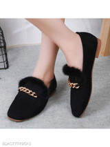 Plain Flat Velvet Round Toe Casual Date Comfort Flats