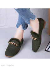 Plain Flat Velvet Round Toe Casual Date Comfort Flats