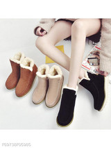 Plain Flat Velvet Round Toe Casual Date Outdoor Flat Boots