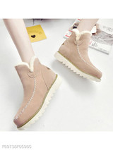 Plain Flat Velvet Round Toe Casual Date Outdoor Flat Boots