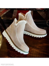 Plain Flat Velvet Round Toe Casual Date Outdoor Flat Boots