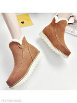 Plain Flat Velvet Round Toe Casual Date Outdoor Flat Boots