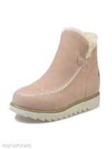 Plain Flat Velvet Round Toe Casual Date Outdoor Flat Boots