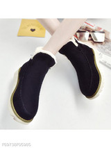 Plain Flat Velvet Round Toe Casual Date Outdoor Flat Boots
