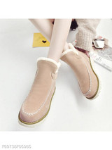 Plain Flat Velvet Round Toe Casual Date Outdoor Flat Boots