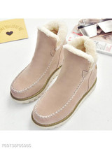 Plain Flat Velvet Round Toe Casual Date Outdoor Flat Boots