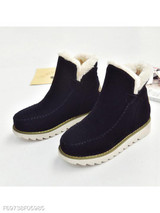 Plain Flat Velvet Round Toe Casual Date Outdoor Flat Boots
