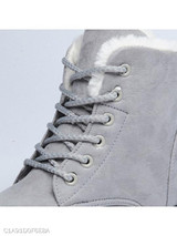 Plain Flat Velvet Criss Cross Round Toe Casual Date Outdoor Short Flat Boots