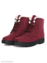 Plain Flat Velvet Criss Cross Round Toe Casual Date Outdoor Short Flat Boots