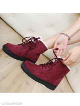 Plain Flat Velvet Criss Cross Round Toe Casual Date Outdoor Short Flat Boots