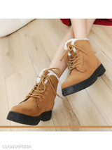 Plain Flat Velvet Criss Cross Round Toe Casual Date Outdoor Short Flat Boots