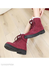 Plain Flat Velvet Criss Cross Round Toe Casual Date Outdoor Short Flat Boots