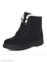 Plain Flat Velvet Criss Cross Round Toe Casual Date Outdoor Short Flat Boots