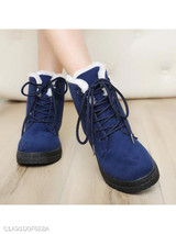 Plain Flat Velvet Criss Cross Round Toe Casual Date Outdoor Short Flat Boots