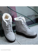 Plain Flat Velvet Criss Cross Round Toe Casual Date Outdoor Short Flat Boots