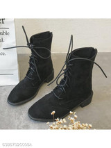 Plain Flat Velvet Criss Cross Round Toe Casual Date Outdoor Short Flat Boots