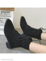 Plain Flat Velvet Criss Cross Round Toe Casual Date Outdoor Short Flat Boots