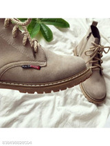 Plain Flat Velvet Criss Cross Round Toe Outdoor Flat Boots