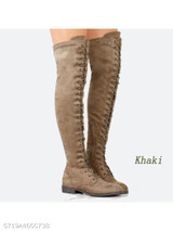 Plain Flat Velvet Criss Cross Round Toe Outdoor Flat Boots