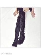 Plain Flat Velvet Criss Cross Round Toe Outdoor Flat Boots