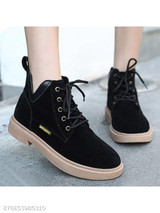 Plain Flat Velvet Criss Cross Round Toe Casual Date Flat Boots