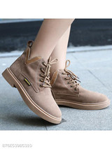 Plain Flat Velvet Criss Cross Round Toe Casual Date Flat Boots