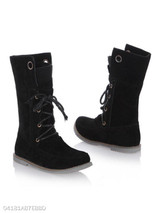 Plain Flat Velvet Criss Cross Round Toe Casual Date Flat Boots