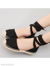 Plain Flat Velvet Ankle Strap Round Toe Casual Date Flat Sandals