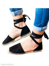 Plain Flat Velvet Ankle Strap Round Toe Casual Date Flat Sandals