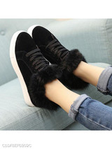 Plain Flat Velvet Criss Cross Round Toe Casual Date Sneakers