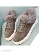 Plain Flat Velvet Criss Cross Round Toe Casual Date Sneakers