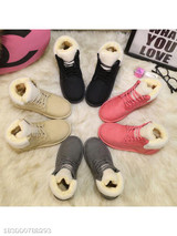 Plain Flat Velvet Criss Cross Round Toe Casual Date Short Flat Boots